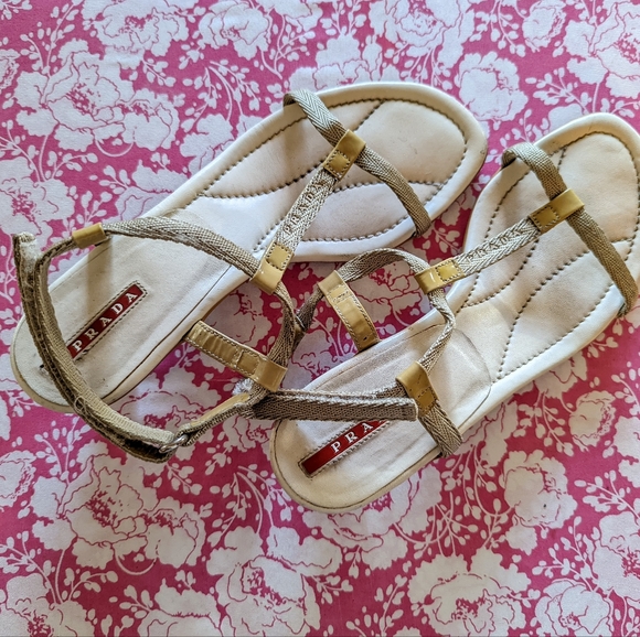 Prada Shoes - Tan, Prada, Kitten Heel Shoes